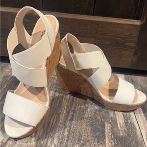 American Eagle Outfitters Cream Wedge Sandals